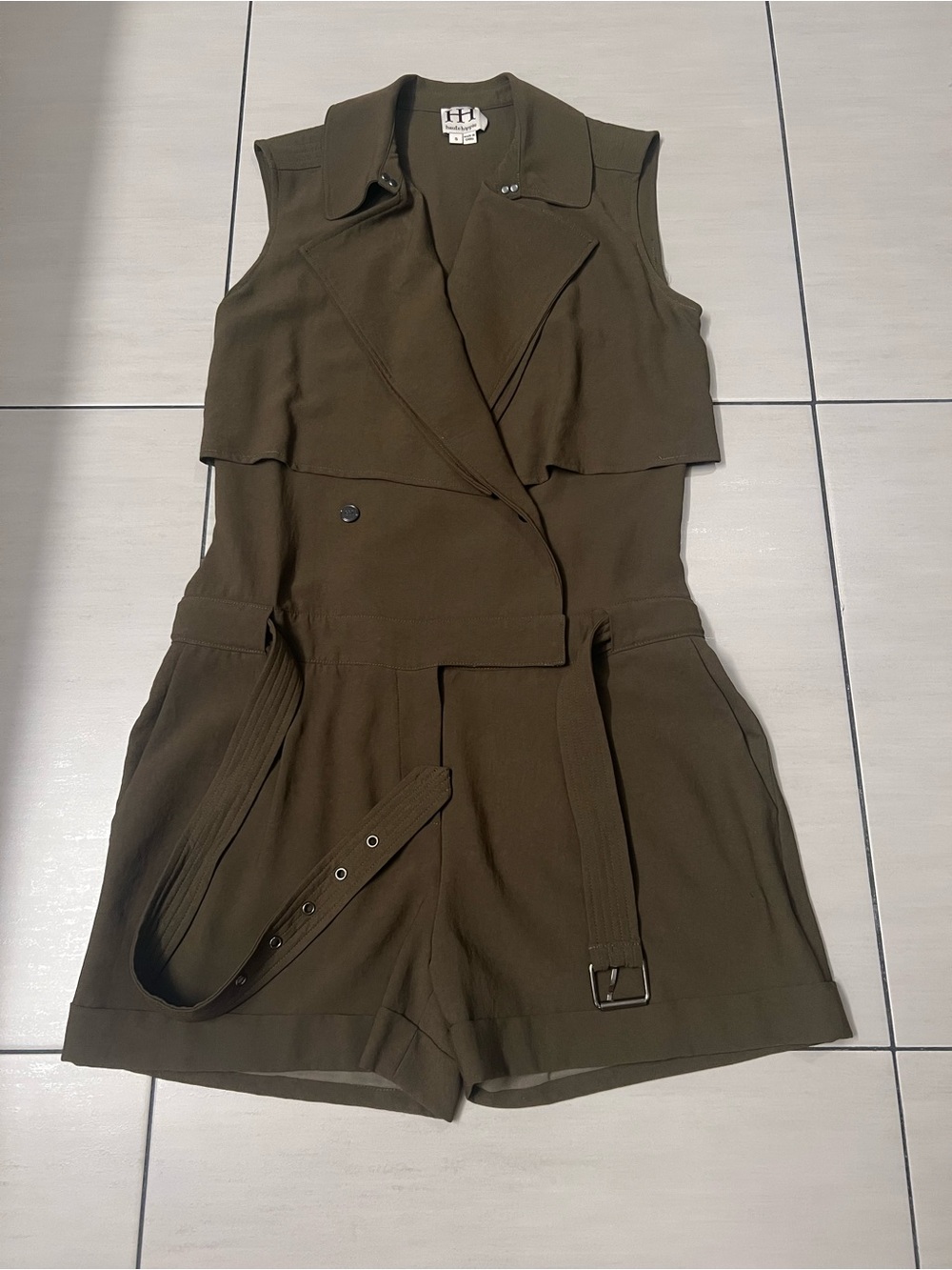 Haute Hippie Olive Green Safari Trench Romper Size Small
